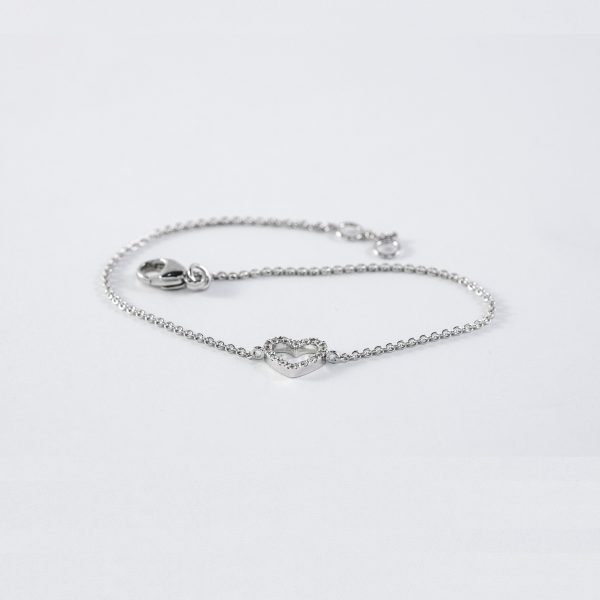 Armband hjärta 0,07ct Vitguld